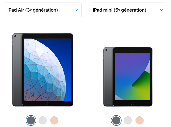 ipad air 3 et ipad mini 5