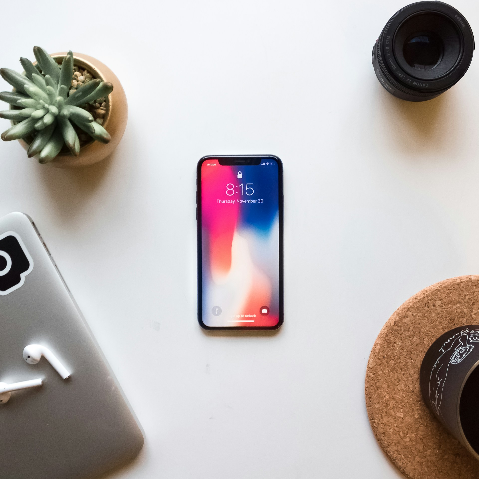IPhone X with Succulent